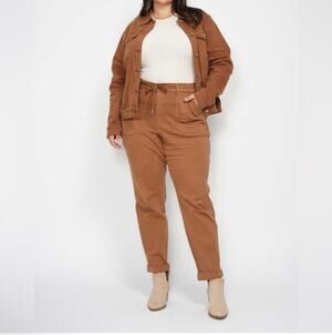 Judy Blue Jeans Women 32 Tan Camel Garment Dyed Cuffed Jogger Stretch Drawstring